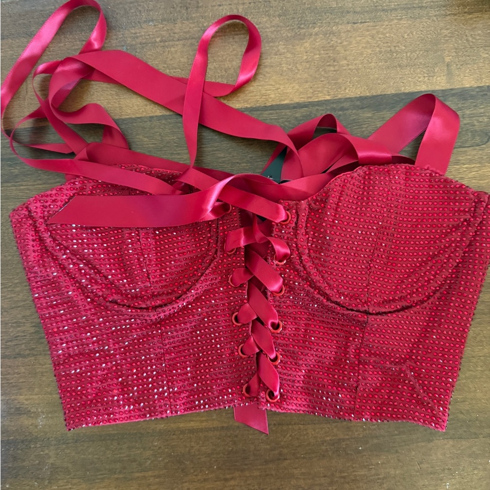 Dolls Kill Vibrant Red Satin Top